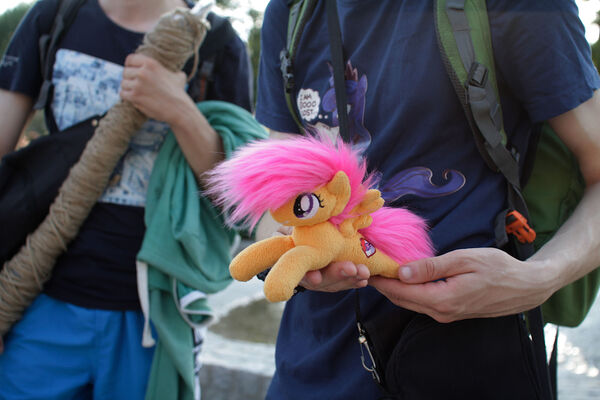 Scootalooplushies were one of my favourite thngs to take pictures of this year_ This is the only one with hairy hair_ Looks punky_ I like it_